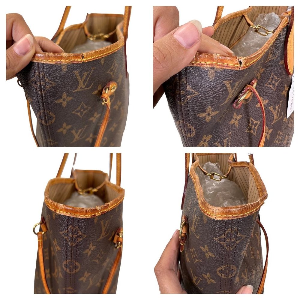 Authentic Louis Vuitton Tote Bag Neverfull MM Monogram Used LV Handbag Vintage - Picture 4 of 12